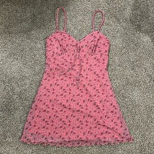 Urban Outfitters Pink & Red Rose Print Slip, Size Small